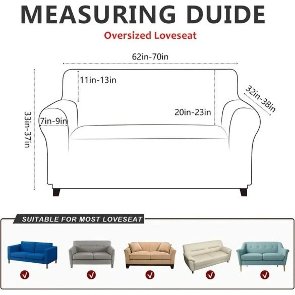 Oversized Loveseat Sofa‎ Slipcover Stretch Couch Cover Protector - Green